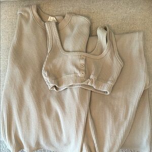 ADANOLA Cozy Waffle Knit Lounge Set